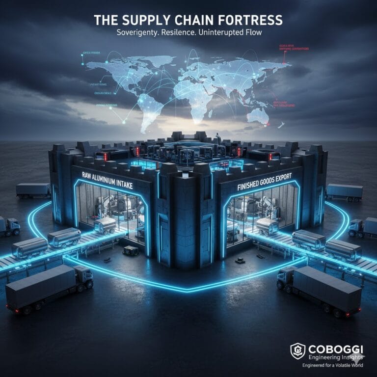 a high tech logistics hub where aluminum billets are entering and finished