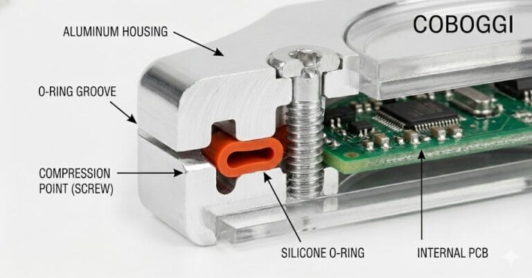a technical cross section cutaway of a waterproof joint