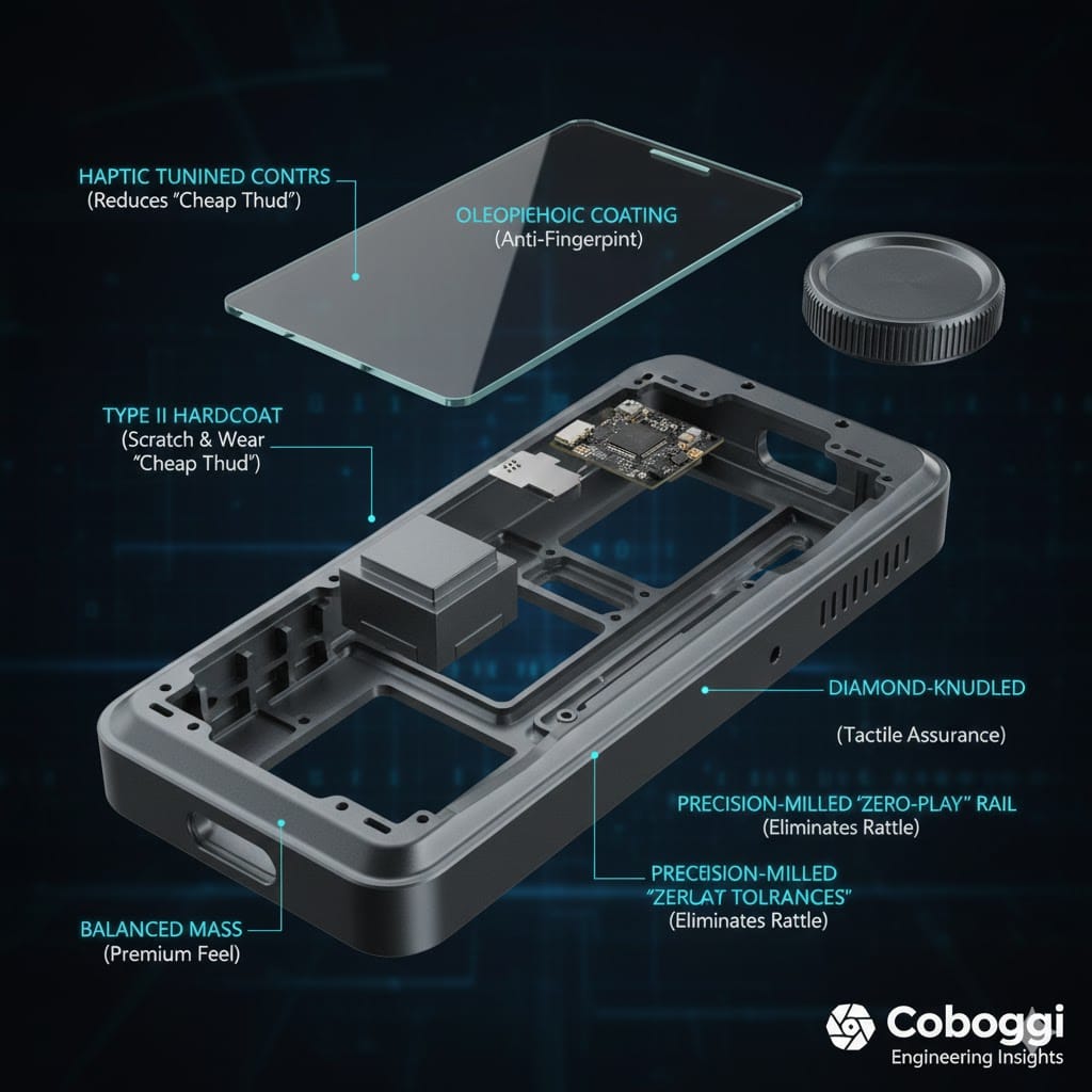 an exploded view of a premium handheld device