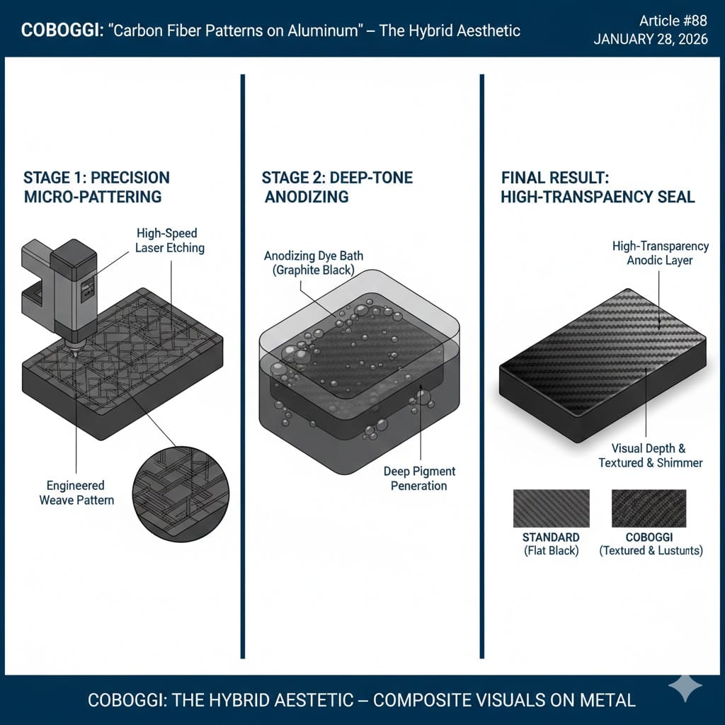carbon fiber patterning on aluminum