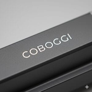 the coboggi logo engraved on this specific satin hard texture