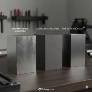 three aluminum blocks side by side