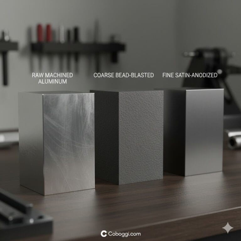 three aluminum blocks side by side
