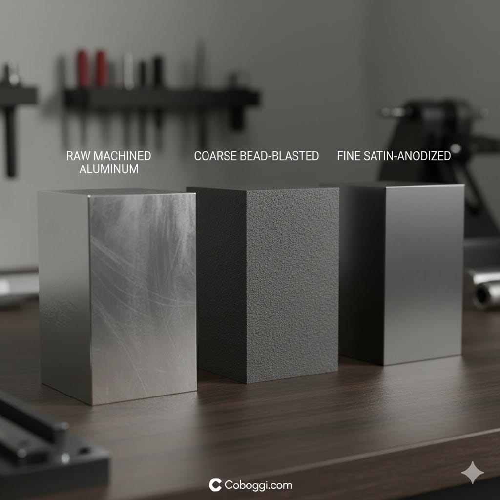 three aluminum blocks side by side