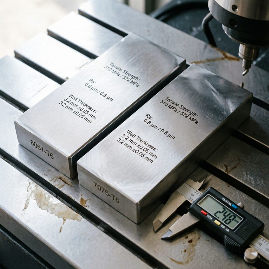 6061-T6 vs 7075-T6 aluminum shells compared with CNC specs