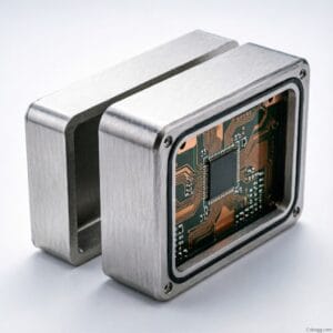 Smartwatch with aluminum 7075 casing undergoing robotic stress testing in lab environment
