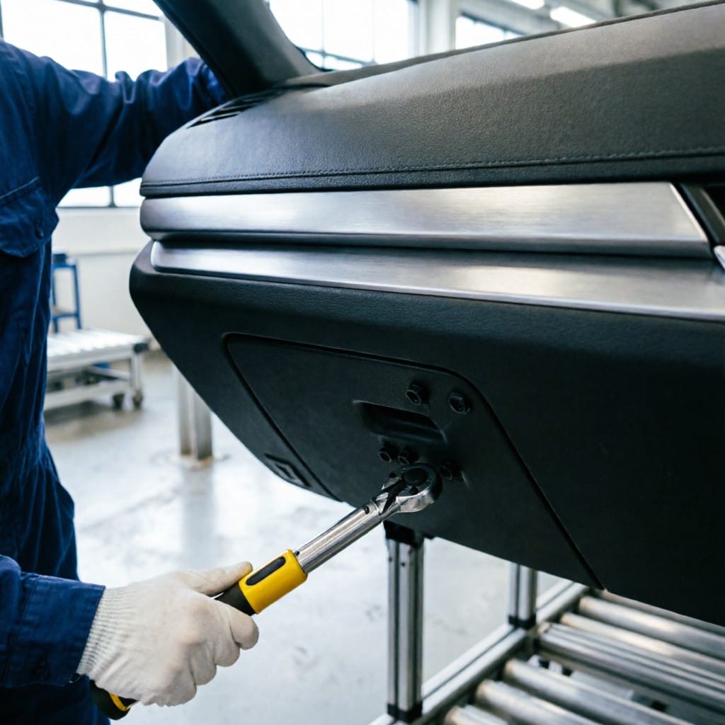 Assembly of aluminum alloy interior trim in automotive production line