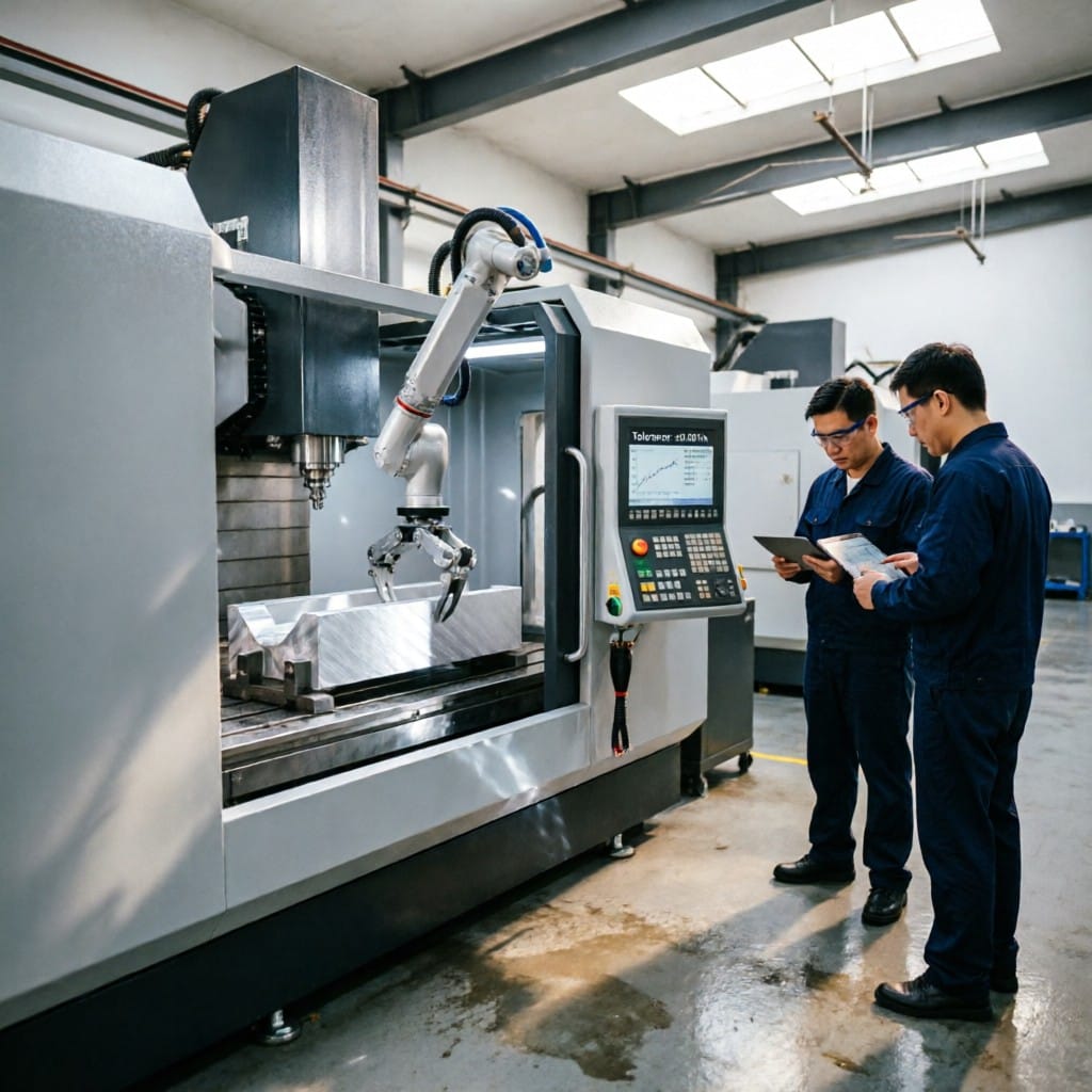 CNC machine producing aluminum alloy shells with 0.001in tolerance in Dongguan factory