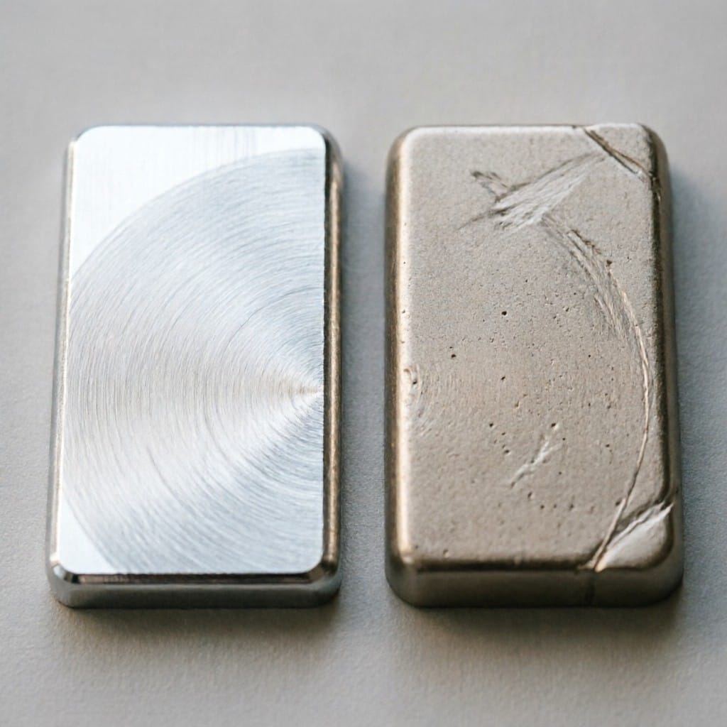 CNC vs cast aluminum keyboard housings compared under lab microscope for surface finish and tolerance