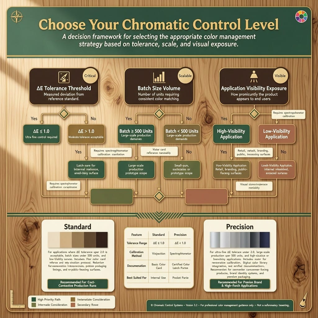 Flowchart guiding engineers to select standard or precision anodizing based on application requirements