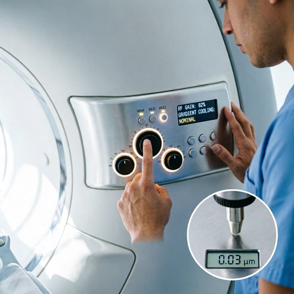 Medical-grade anodized aluminum panel in MRI machine with Ra measurement