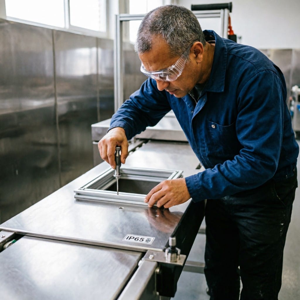 Real-world installation of rugged HMI bezel in food manufacturing plant