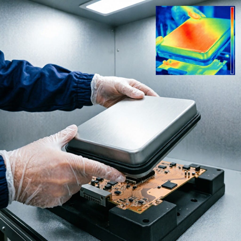 RT-6061-Mini aluminum shell in IoT device undergoing thermal testing
