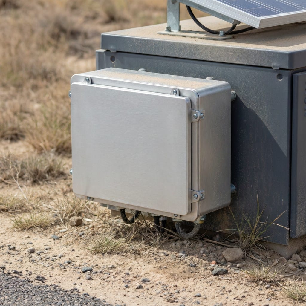Weatherproof aluminum case installed outdoors withstanding harsh environmental exposure